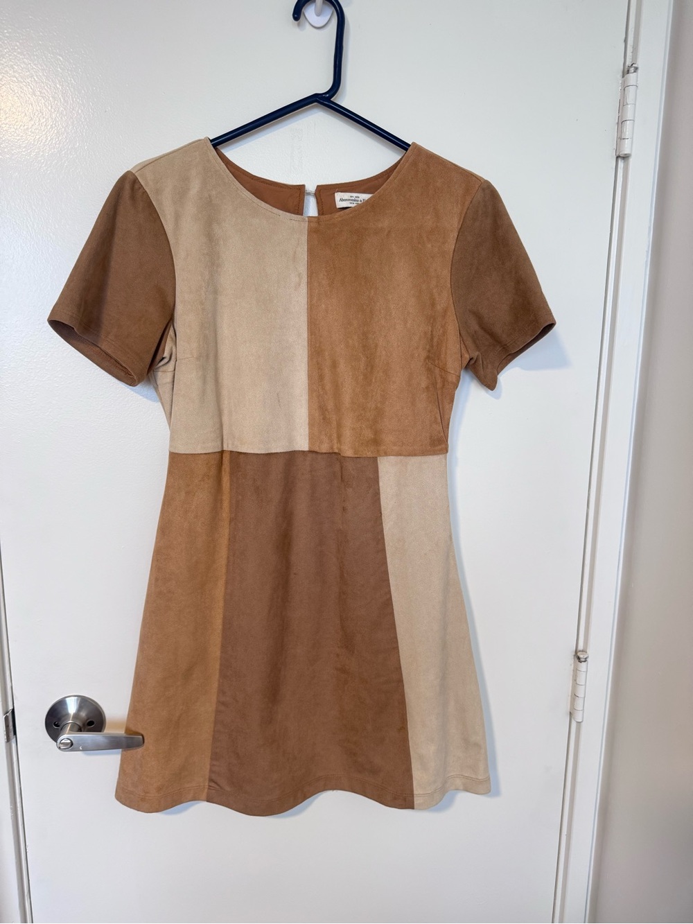 Abercrombie & Fitch 3-Tone Brown & Cream Suede-Look Dress
